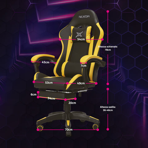 Silla gaming reclinable con reposapiés extraíble, cojín lumbar y reposacabezas