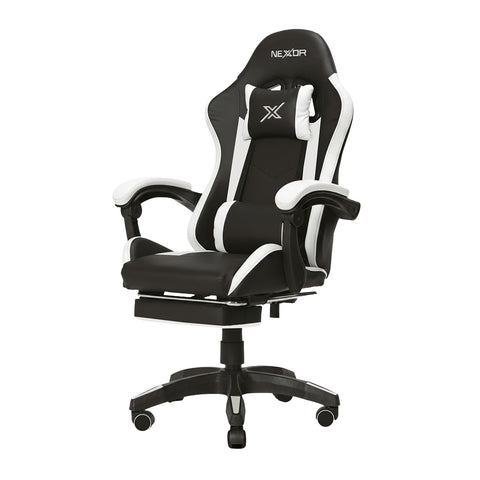 Silla gaming reclinable con reposapiés extraíble, cojín lumbar y reposacabezas