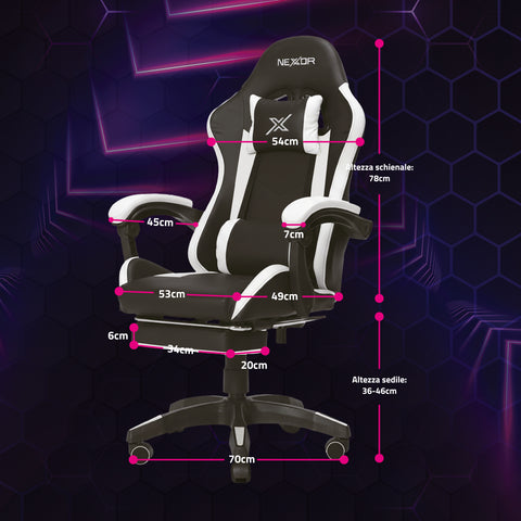 Silla gaming reclinable con reposapiés extraíble, cojín lumbar y reposacabezas