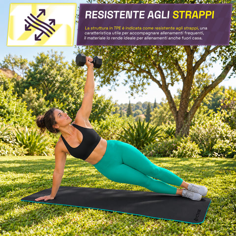 Esterilla de yoga antideslizante de TPE de 6 mm, de doble cara con correa de transporte
