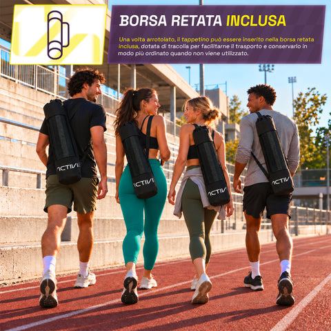 Esterilla de yoga antideslizante de TPE de 6 mm, de doble cara con correa de transporte
