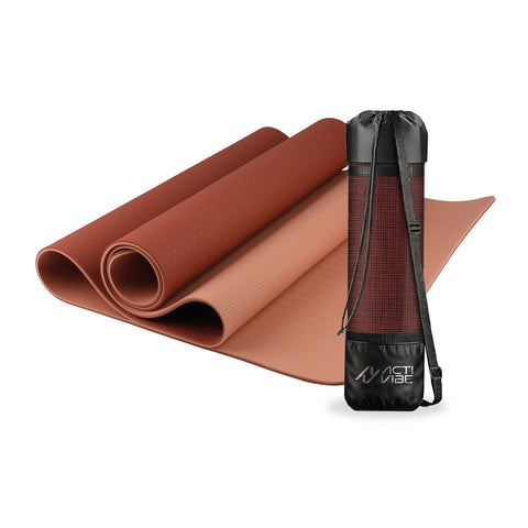 Esterilla de yoga antideslizante de TPE de 6 mm, de doble cara con correa de transporte