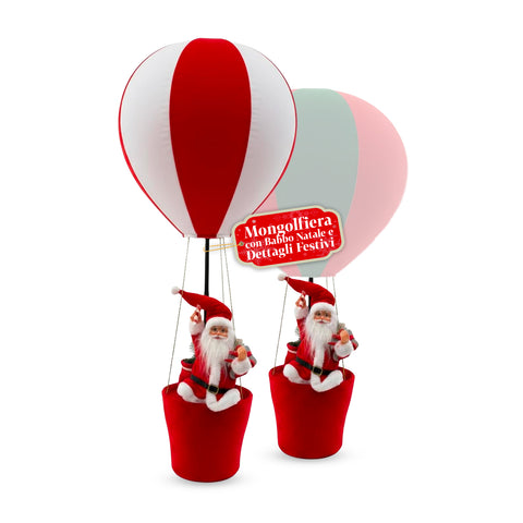 Decoración navideña de interior - Globo aerostático con Papá Noel y detalles festivos