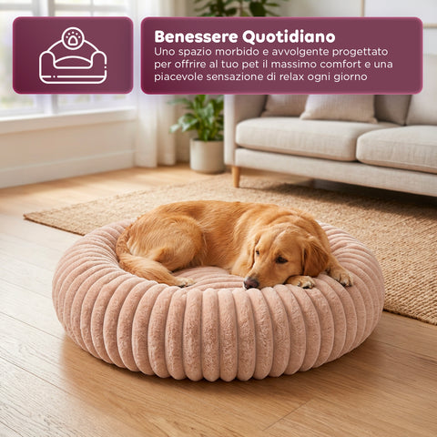 Cuccia Donut Morbida e Confortevole per Cani e Gatti Varie Taglie e Colorazioni