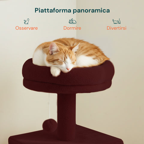 Rascador para gatos de 92 cm con caseta, escalera y juguetes
