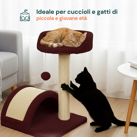 Rascador para gatos de 50 cm con arco de sisal y juguete colgante