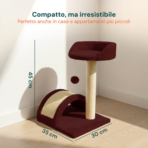 Rascador para gatos de 50 cm con arco de sisal y juguete colgante