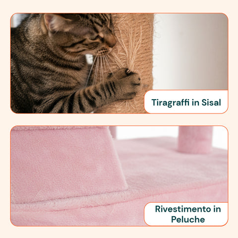 Rascador para gatos de 170 cm con caseta, plataformas y accesorios de montaje