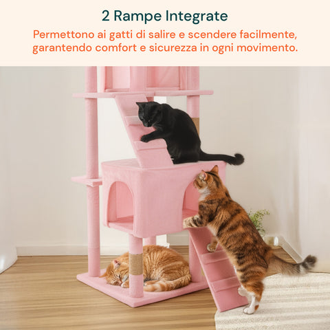 Rascador para gatos de 170 cm con caseta, plataformas y accesorios de montaje