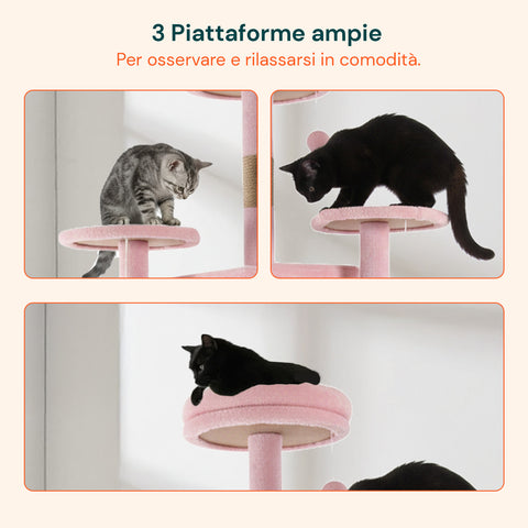 Rascador para gatos de 170 cm con caseta, plataformas y accesorios de montaje