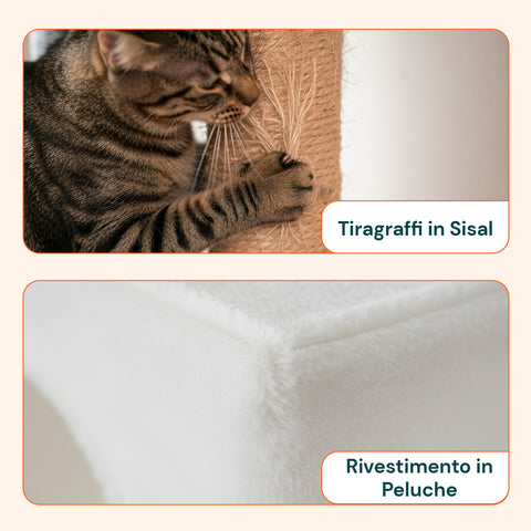 Rascador para gatos de 170 cm con caseta, plataformas y accesorios de montaje