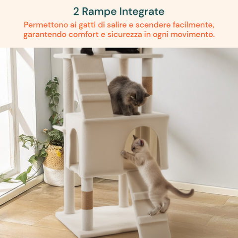 Rascador para gatos de 170 cm con caseta, plataformas y accesorios de montaje