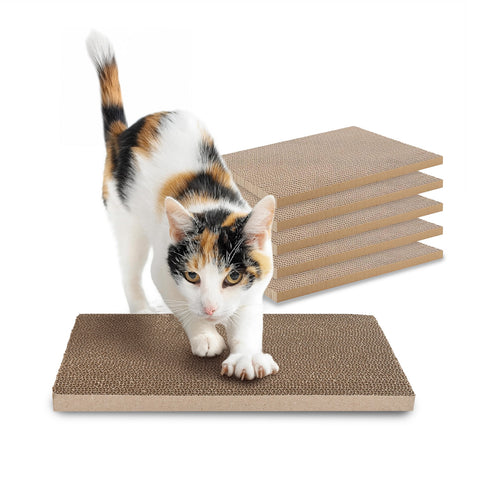Set de 5 rascadores para gatos de cartón corrugado de doble cara