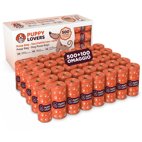 600 bolsas biodegradables para excrementos de perro – Formato ahorro 500+100 de regalo – 40 rollos de 15 bolsas – Dimensiones 22x33cm, grosor 0,01 mm