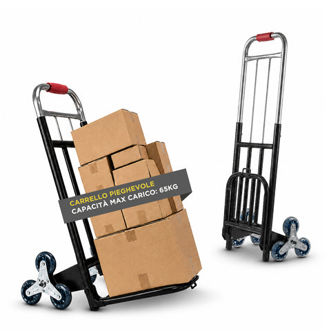 Carrito plegable multiuso con 6 ruedas giratorias de 360° y 3 cuerdas
