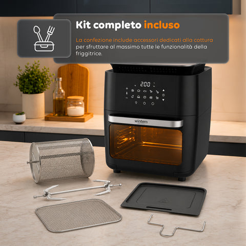 Friggitrice Aria 12L con Display LED Touch Timer 60 Min e Ricette Preimpostate