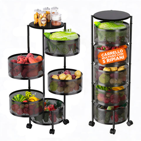 Carrito multiusos plegable y ahorraespacio con ruedas - organizador con cestas (3/4/5 estantes) negro o blanco