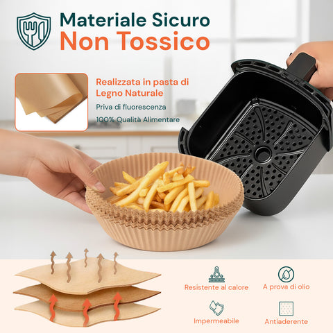 Set de 100 unidades de papel para horno para freidora de aire - impermeable y resistente al calor