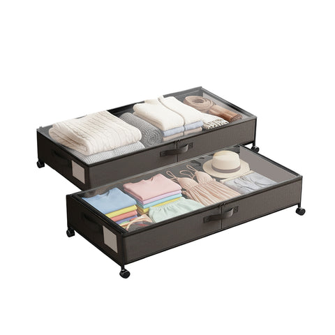 Contenedores bajo la cama con ruedas – Set de 2 piezas XXL 54L ahorraespacio