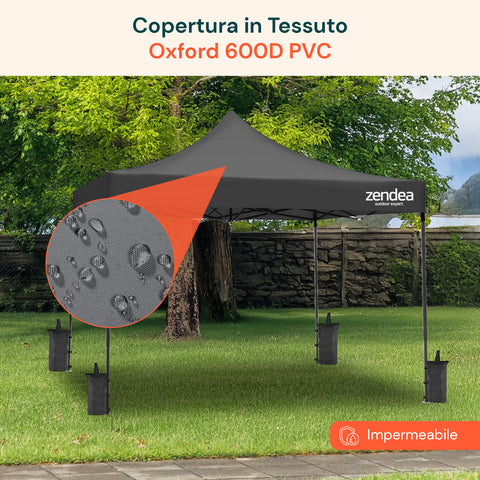 Gazebo plegable 3x3 m impermeable con bolsa y pesos incluidos