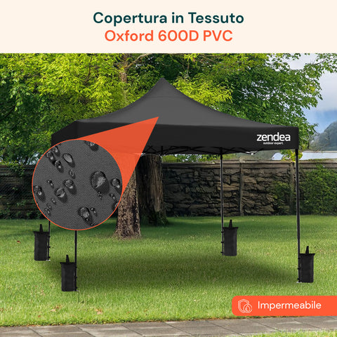 Gazebo plegable 3x3 m impermeable con bolsa y pesos incluidos