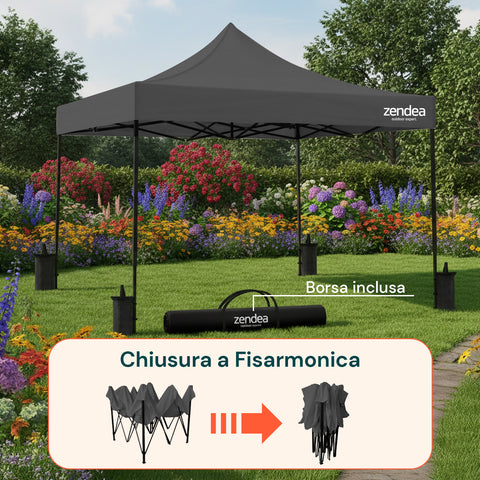 Gazebo plegable 3x3 m impermeable con bolsa y pesos incluidos