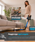 Scopa Elettrica Aspirapolvere Cordless 2in1 250W con Filtro HEPA e Autonomia fino a 40 Minuti