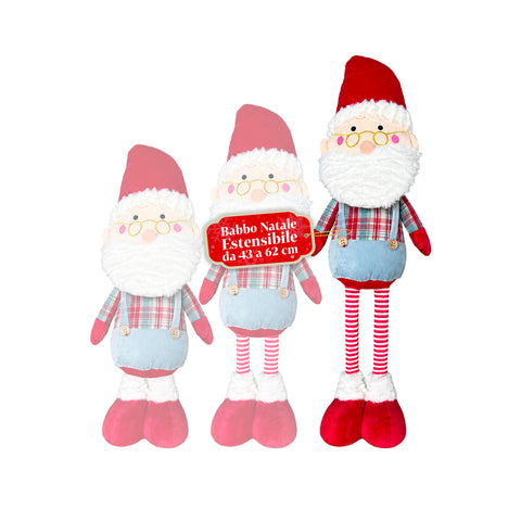 Papá Noel extensible de 62 cm de tela con piernas alargables - decoración navideña