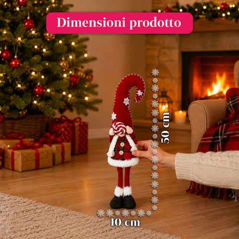 Gnomo navideño decorativo de tejido suave, adorno navideño con gorro largo y copos de nieve, disponible en 35 y 50 cm