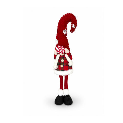 Gnomo navideño decorativo de tejido suave, adorno navideño con gorro largo y copos de nieve, disponible en 35 y 50 cm