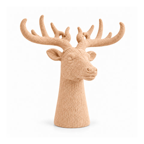 Cabeza de ciervo decorativa con efecto terciopelo de 32x20x28h cm | adorno de diseño moderno en 6 colores para casa, oficina y tienda