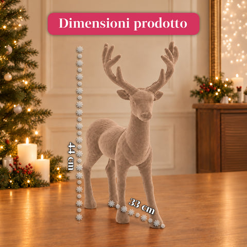 Ciervo decorativo de 33x44h cm con efecto terciopelo, figura de reno de diseño moderno para el hogar, la oficina y escaparates, decoración navideña, 6 variantes de color