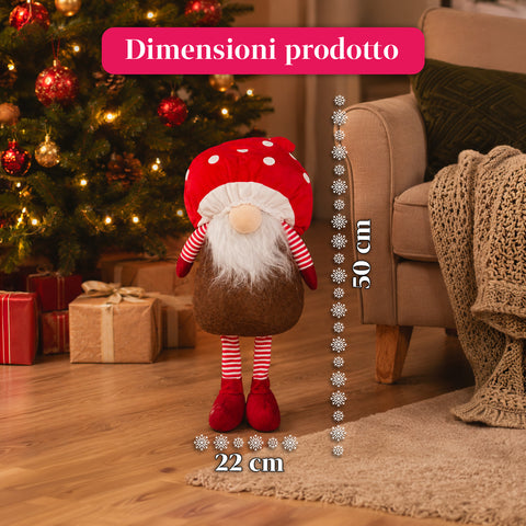Gnomo navideño con forma de hongo y barba de 50 cm, adorno decorativo de Navidad