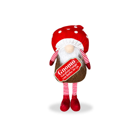 Gnomo navideño con forma de hongo y barba de 50 cm, adorno decorativo de Navidad