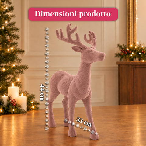 Ciervo decorativo de 33x44h cm con efecto terciopelo, figura de reno de diseño moderno para el hogar, la oficina y escaparates, decoración navideña, 6 variantes de color