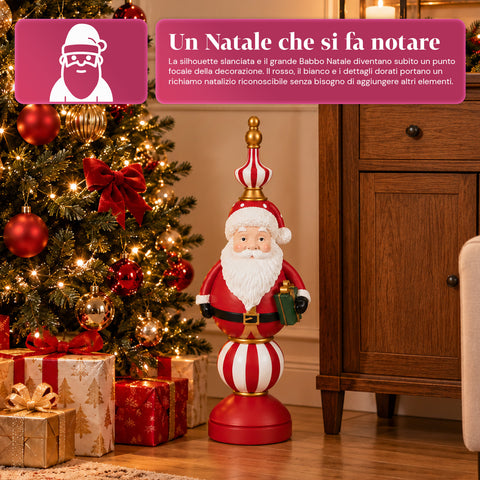 Figura navideña de 76 cm de resina, decoración de Papá Noel y soldadito cascanueces, blanca o roja