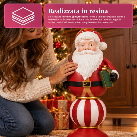 Figura navideña de 76 cm de resina, decoración de Papá Noel y soldadito cascanueces, blanca o roja