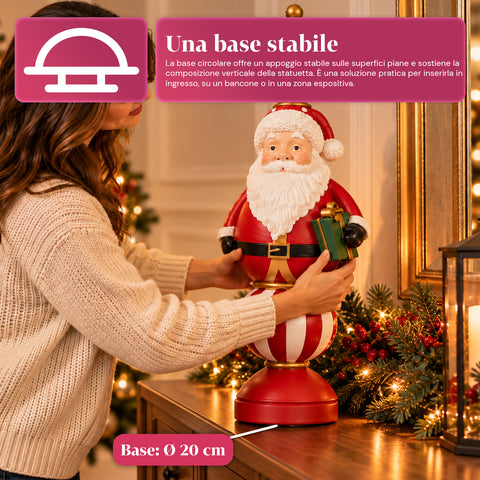 Figura navideña de 76 cm de resina, decoración de Papá Noel y soldadito cascanueces, blanca o roja
