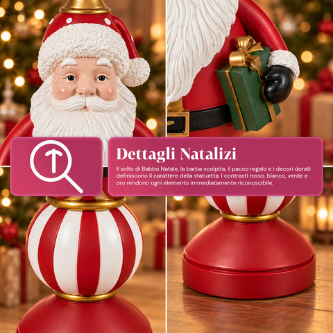Figura navideña de 76 cm de resina, decoración de Papá Noel y soldadito cascanueces, blanca o roja
