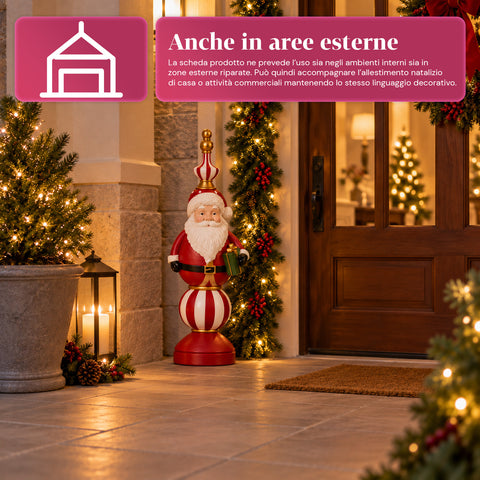 Figura navideña de 76 cm de resina, decoración de Papá Noel y soldadito cascanueces, blanca o roja