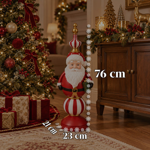 Figura navideña de 76 cm de resina, decoración de Papá Noel y soldadito cascanueces, blanca o roja