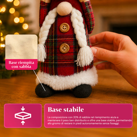 Gnomo navideño decorativo de tejido suave, adorno navideño con gorro largo y copos de nieve, disponible en 35 y 50 cm