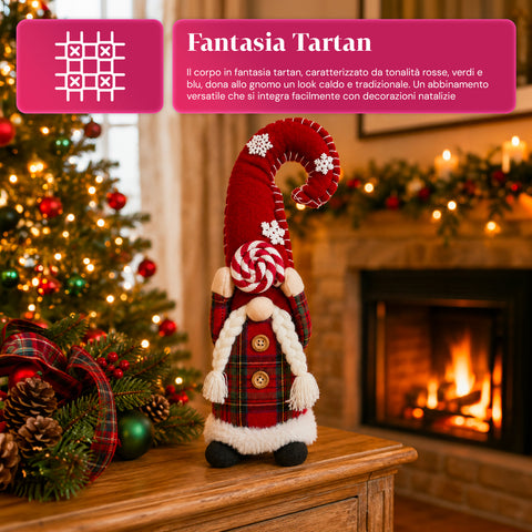 Gnomo navideño decorativo de tejido suave, adorno navideño con gorro largo y copos de nieve, disponible en 35 y 50 cm