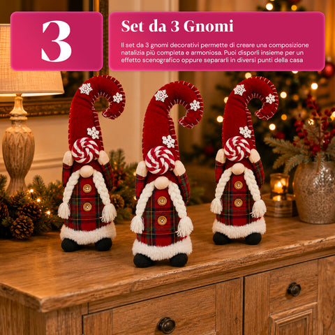 Gnomo navideño decorativo de tejido suave, adorno navideño con gorro largo y copos de nieve, disponible en 35 y 50 cm