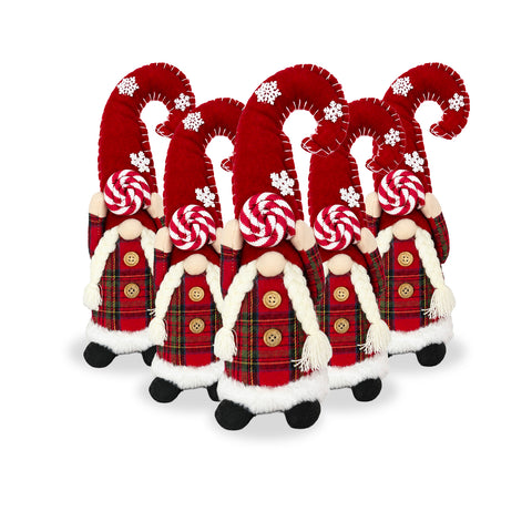 Gnomo navideño decorativo de tejido suave, adorno navideño con gorro largo y copos de nieve, disponible en 35 y 50 cm