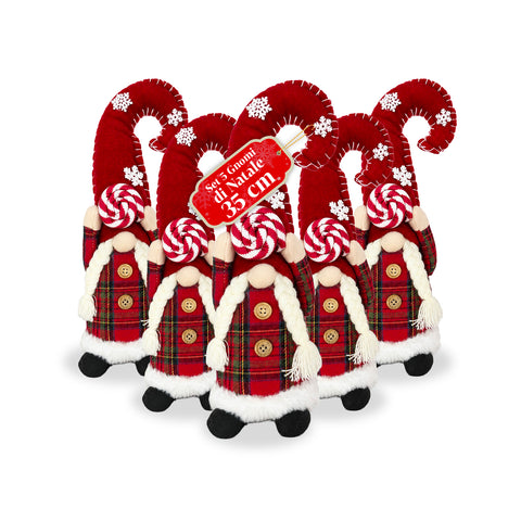 Gnomo navideño decorativo de tejido suave, adorno navideño con gorro largo y copos de nieve, disponible en 35 y 50 cm