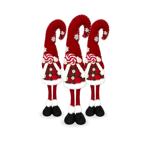 Gnomo navideño decorativo de tejido suave, adorno navideño con gorro largo y copos de nieve, disponible en 35 y 50 cm