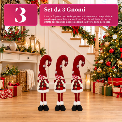 Gnomo navideño decorativo de tejido suave, adorno navideño con gorro largo y copos de nieve, disponible en 35 y 50 cm