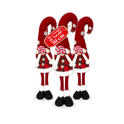 Gnomo navideño decorativo de tejido suave, adorno navideño con gorro largo y copos de nieve, disponible en 35 y 50 cm