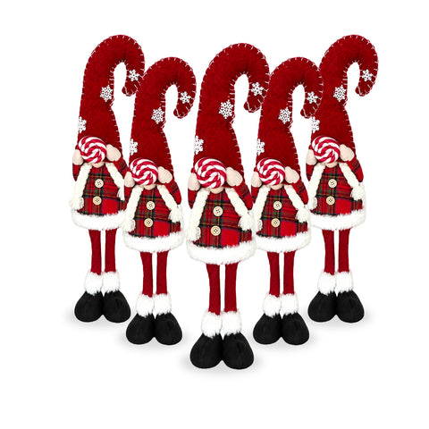Gnomo navideño decorativo de tejido suave, adorno navideño con gorro largo y copos de nieve, disponible en 35 y 50 cm